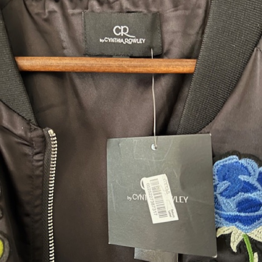 Cynthia Rowley Embroidered Bomber Jacket.
black.